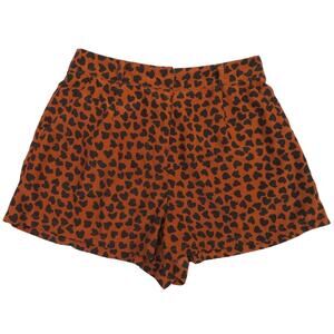 Animal Print Two-Tone Shorts Pull On Two-Tone Patterned Brown Black Womens Sz XS